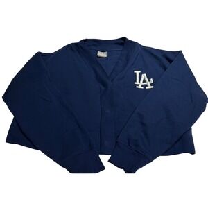 LA‎ Dodgers Official MBA cropped sweatshirt button cardigan oversized M Baseball